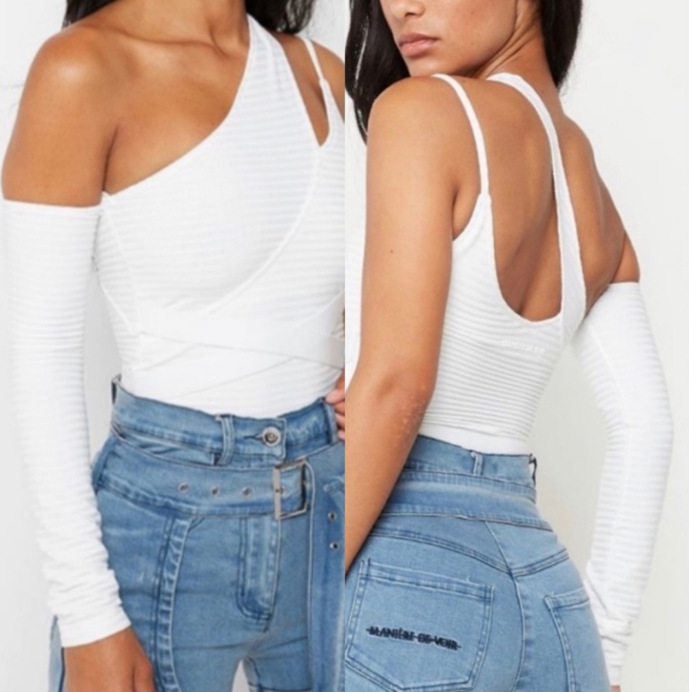 Maniere De Voir Ribbed White Top